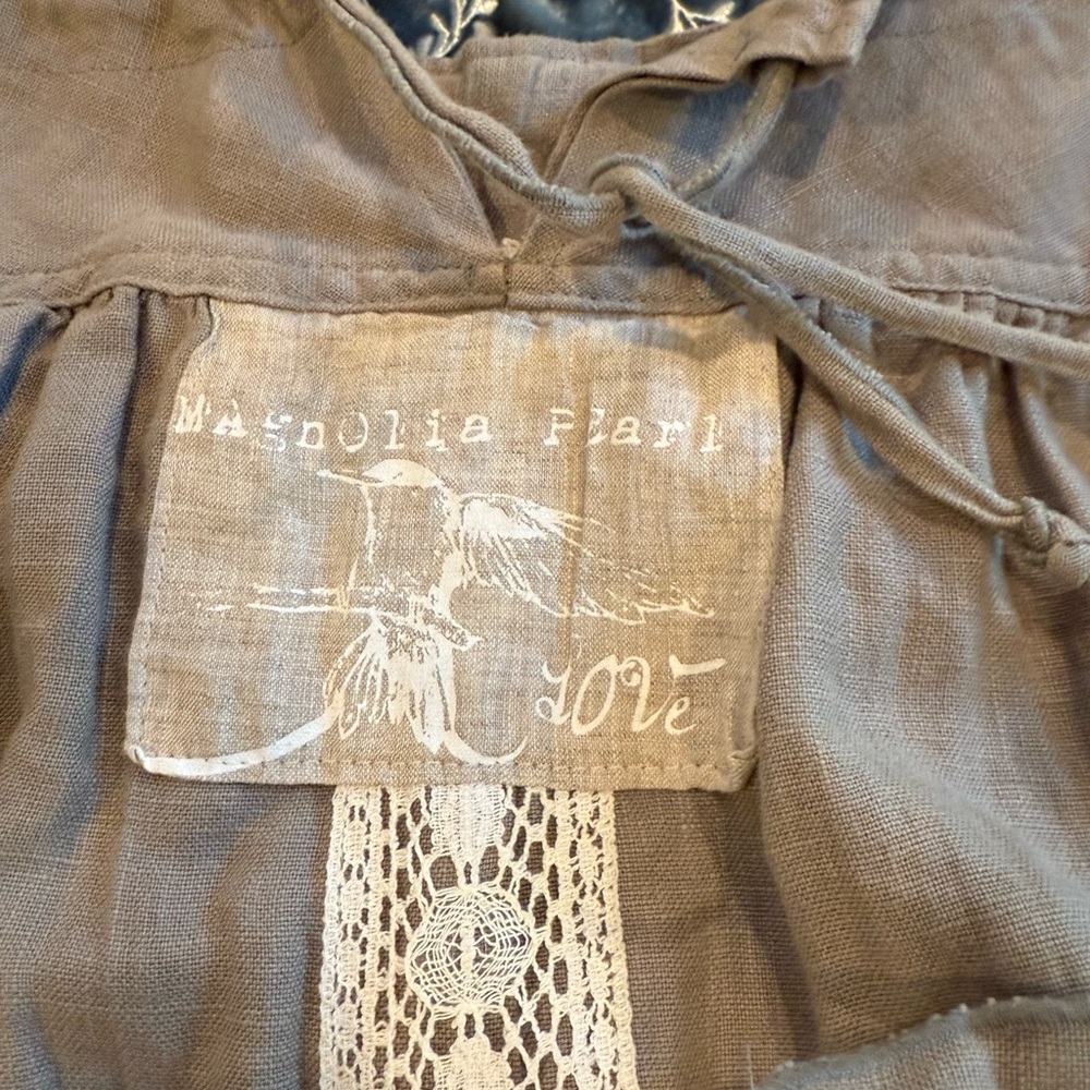 Gray Magnolia Pearl Top with Lace Detail